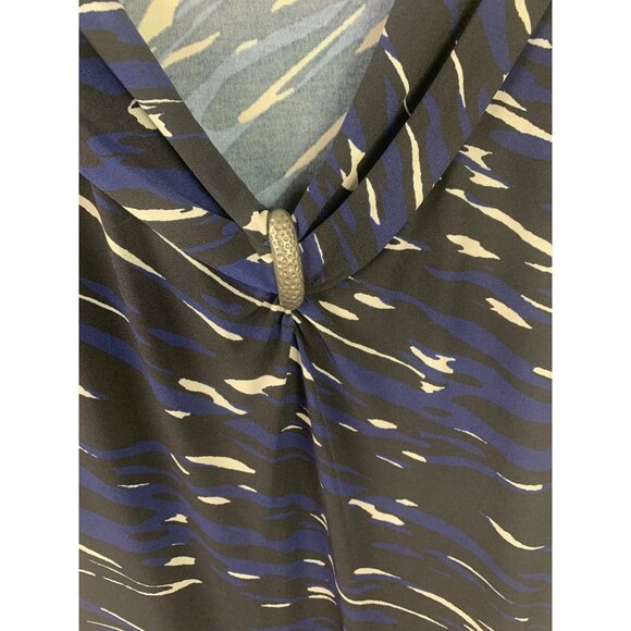 Dana Buchman Womens Dress Size Medium Black Blue Multi Color Office Church Work - Picture 3 of 6